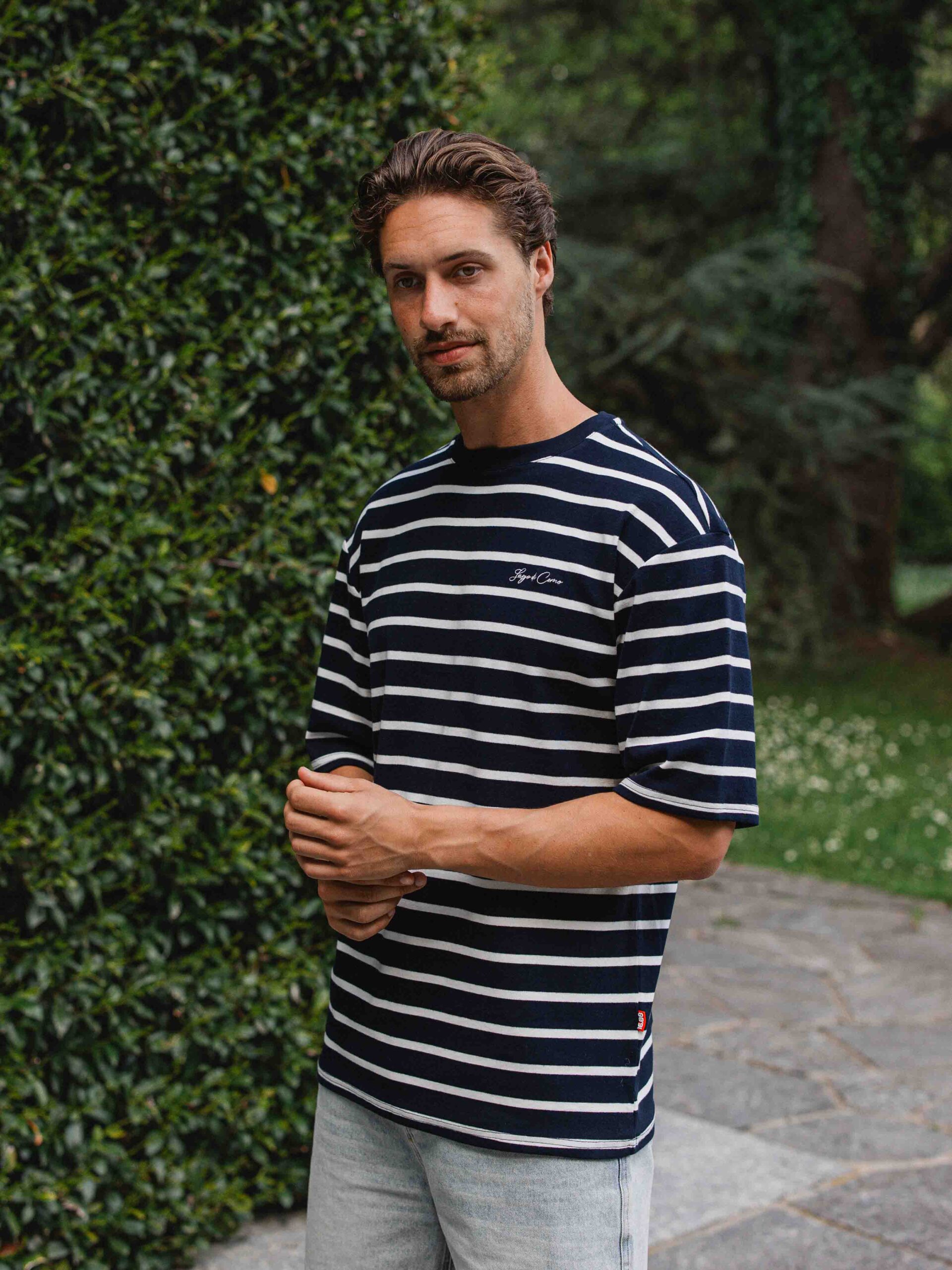 Navy Stripe Oversized T-shirt 1608 WEAR
