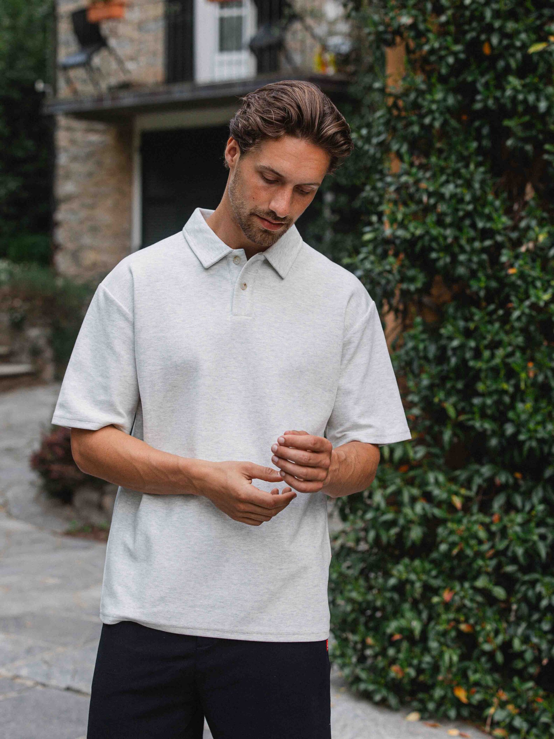 Light Grey Oversized Poloshirt 1608 WEAR
