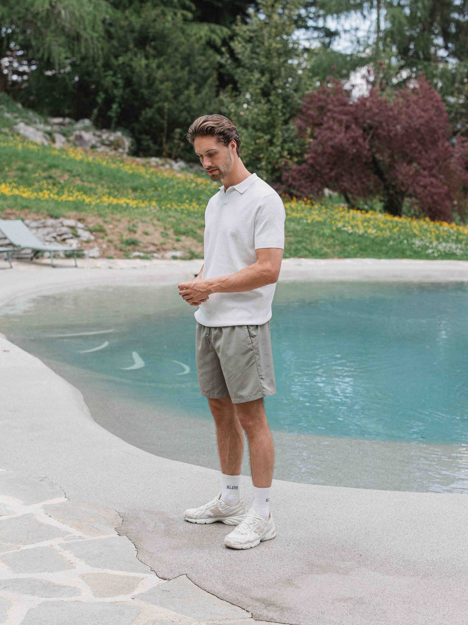 White Knit V-polo 1608 WEAR