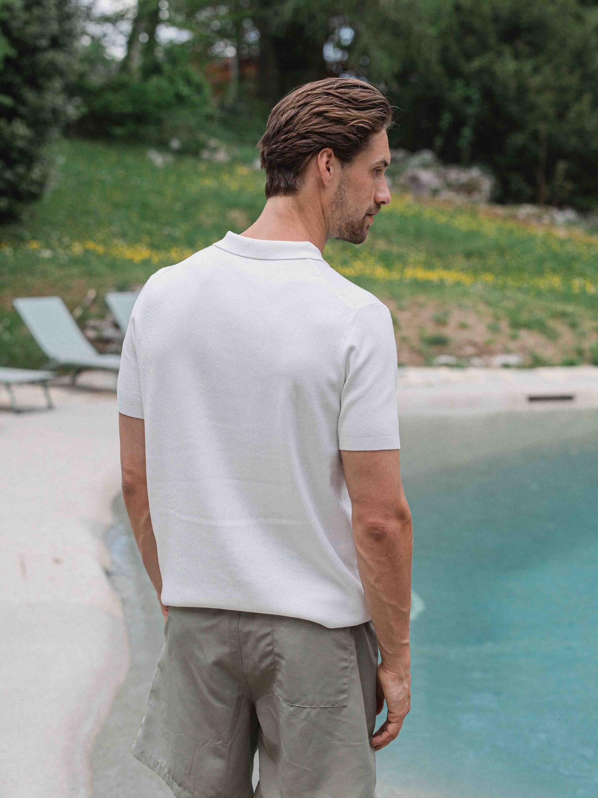 White Knit V-polo 1608 WEAR