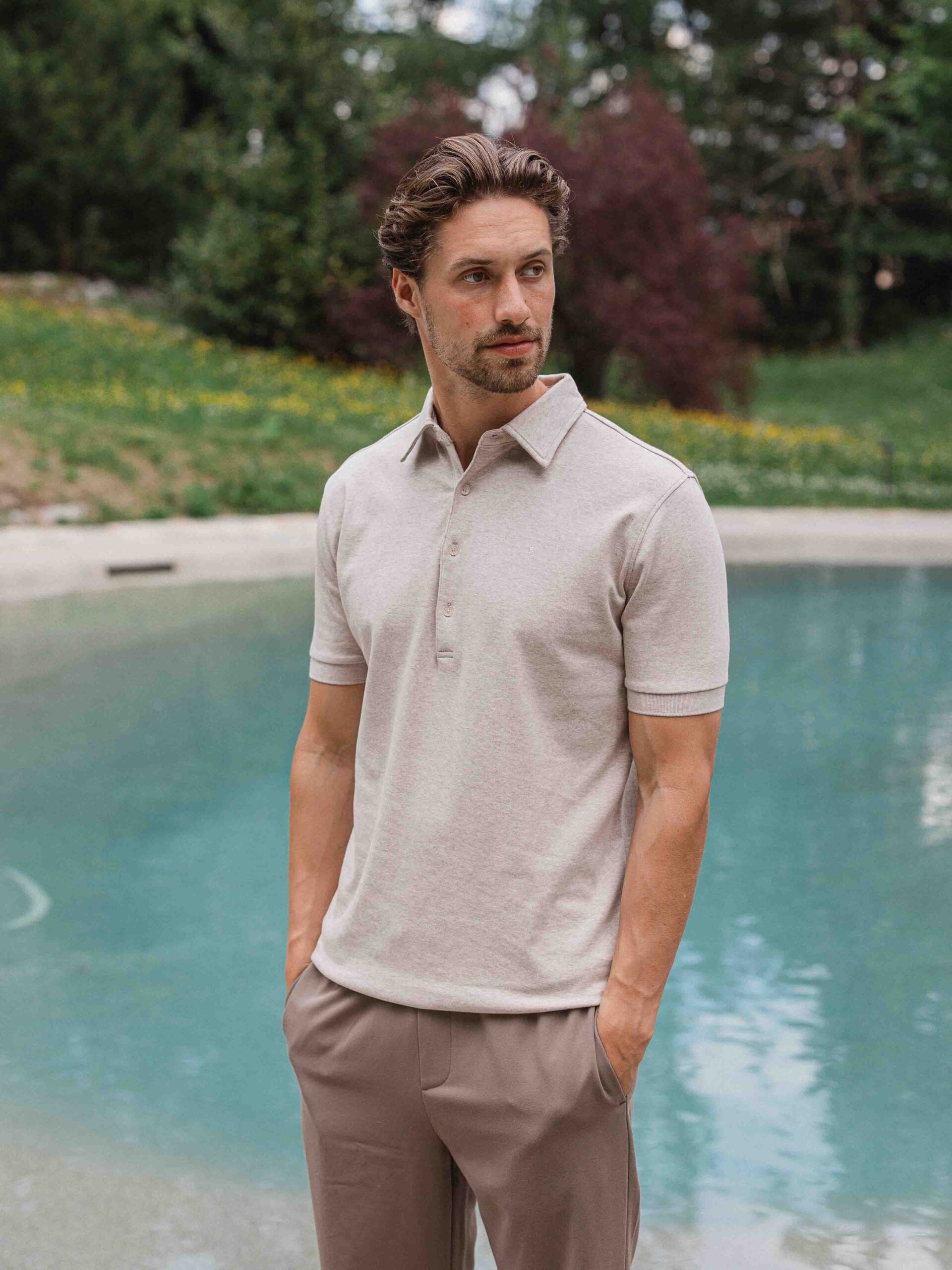 Brown Melange Business Polo 1608 WEAR