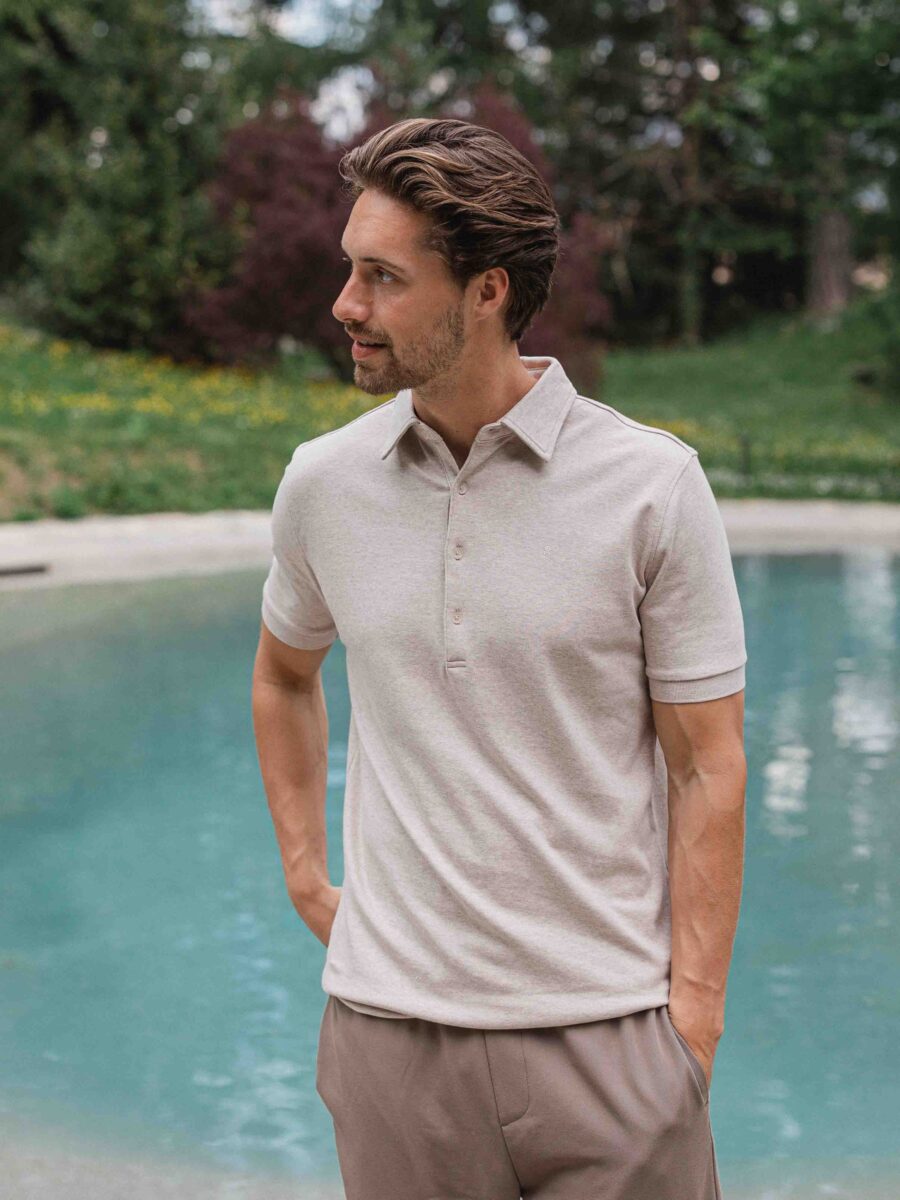 Brown Melange Business Polo