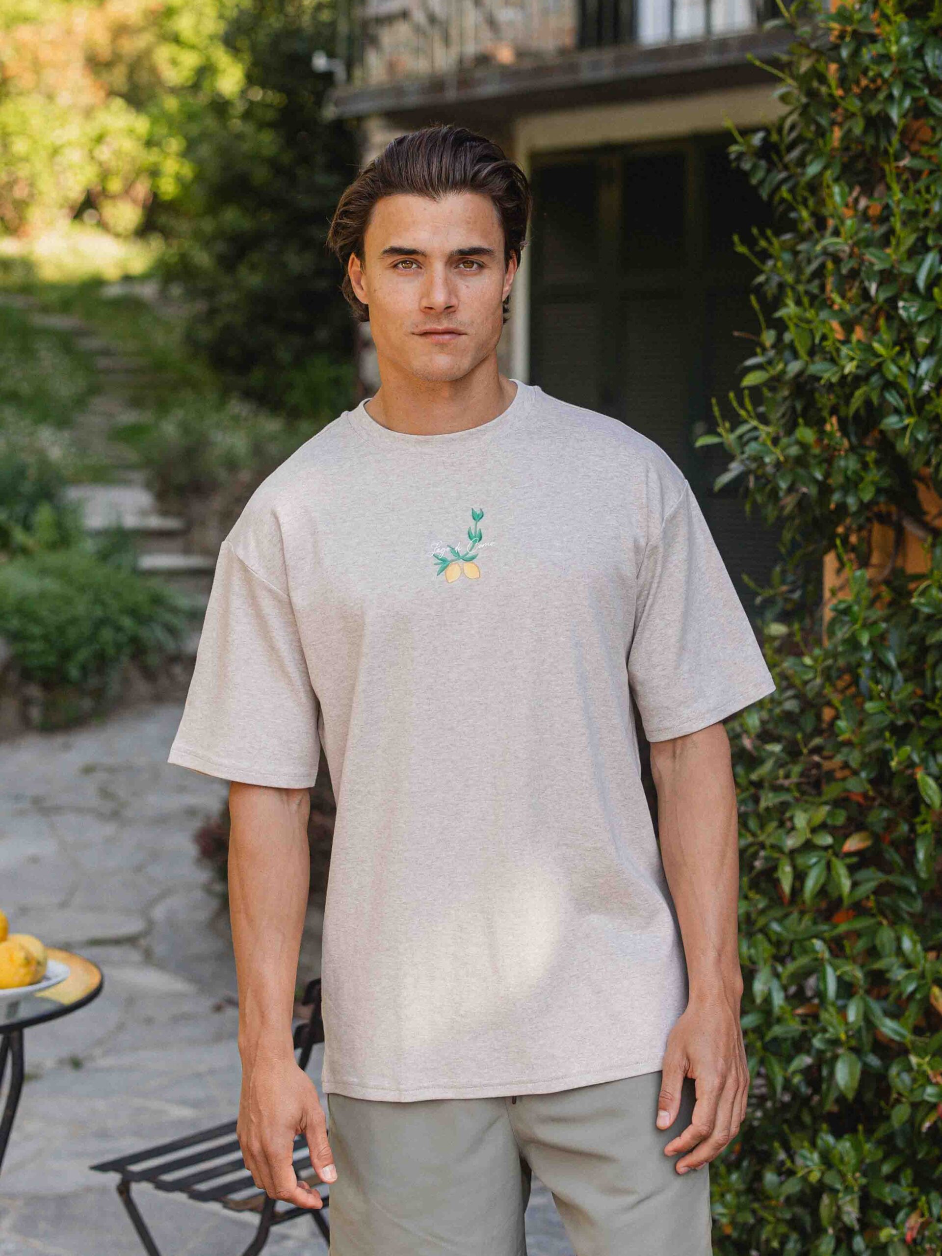 Brown Melange Lemon Oversized T-shirt 1608 WEAR