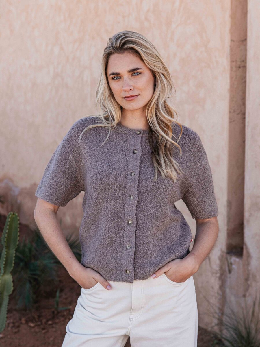 Taupe Boucle Cardigan