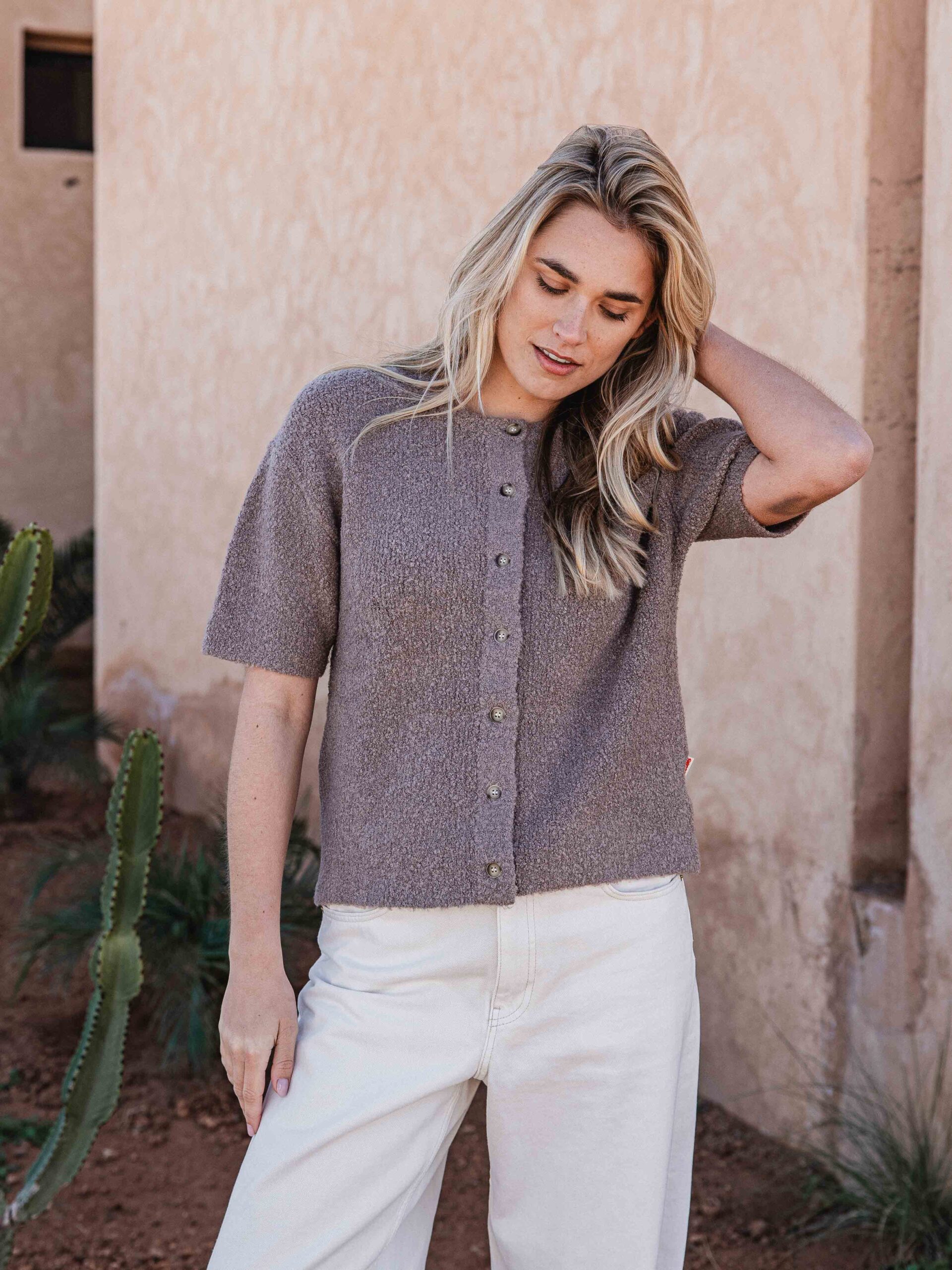 Taupe Boucle Cardigan 1608 WEAR