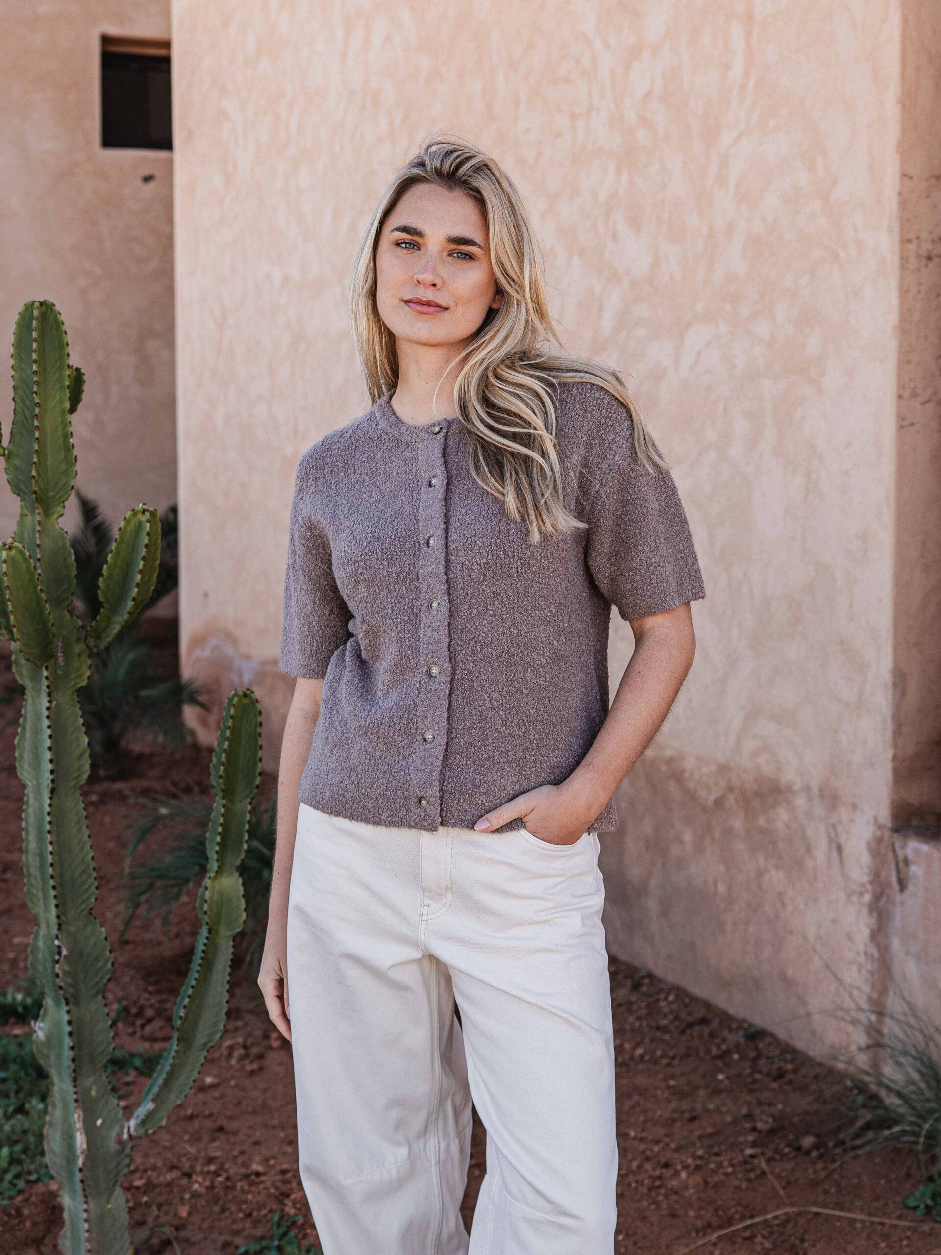 Taupe Boucle Cardigan 1608 WEAR