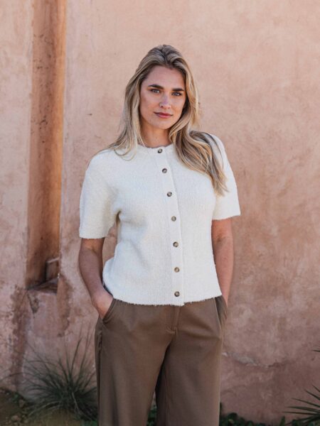 Beige Boucle Cardigan