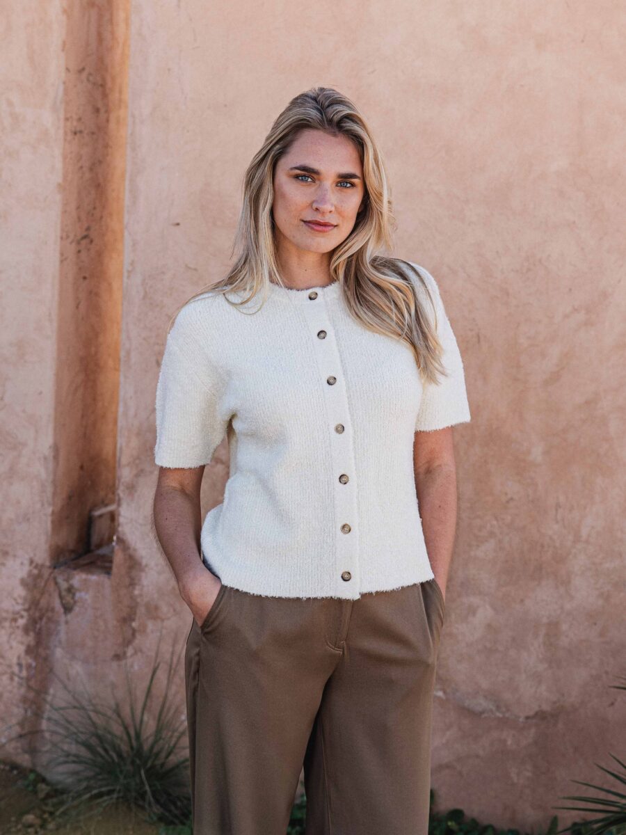Beige Boucle Cardigan