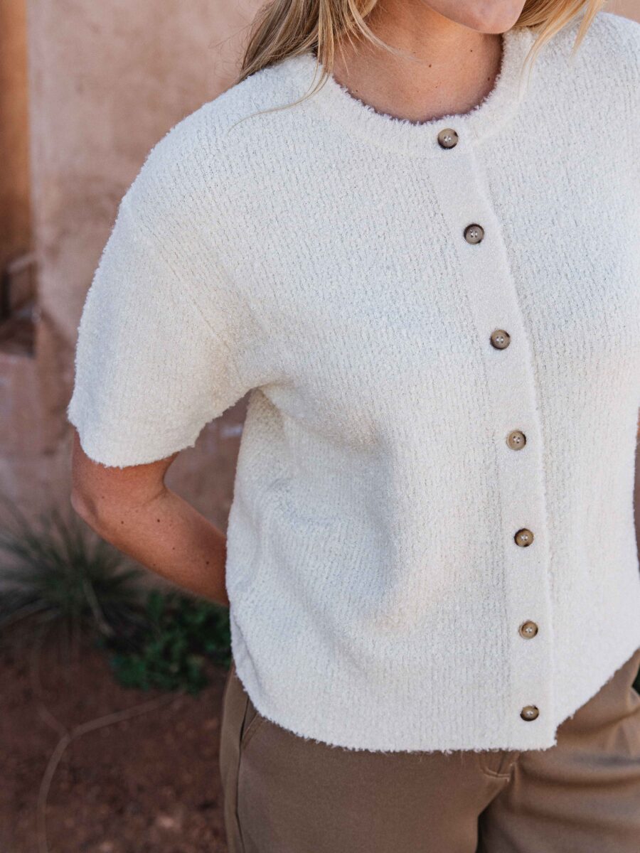 Beige Boucle Cardigan