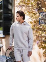 Brown Melange Polo Sweater