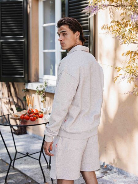 Brown Melange Polo Sweater