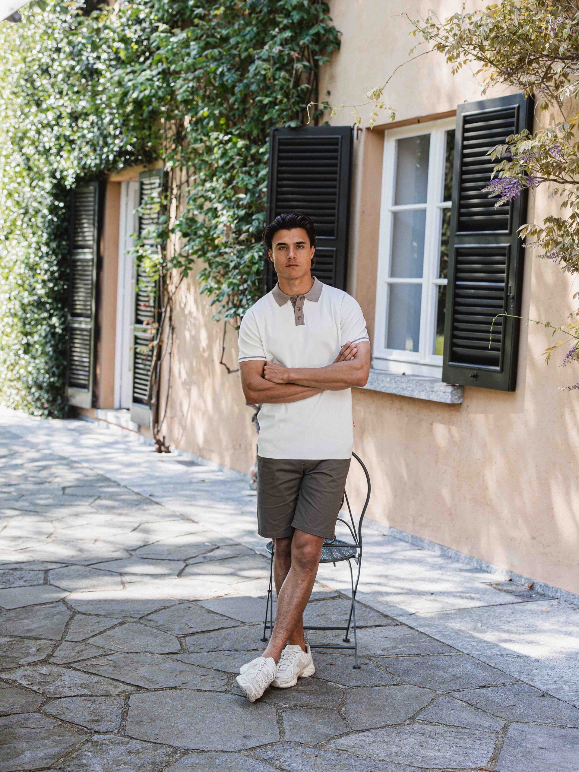 White Knit Collar Polo 1608 WEAR