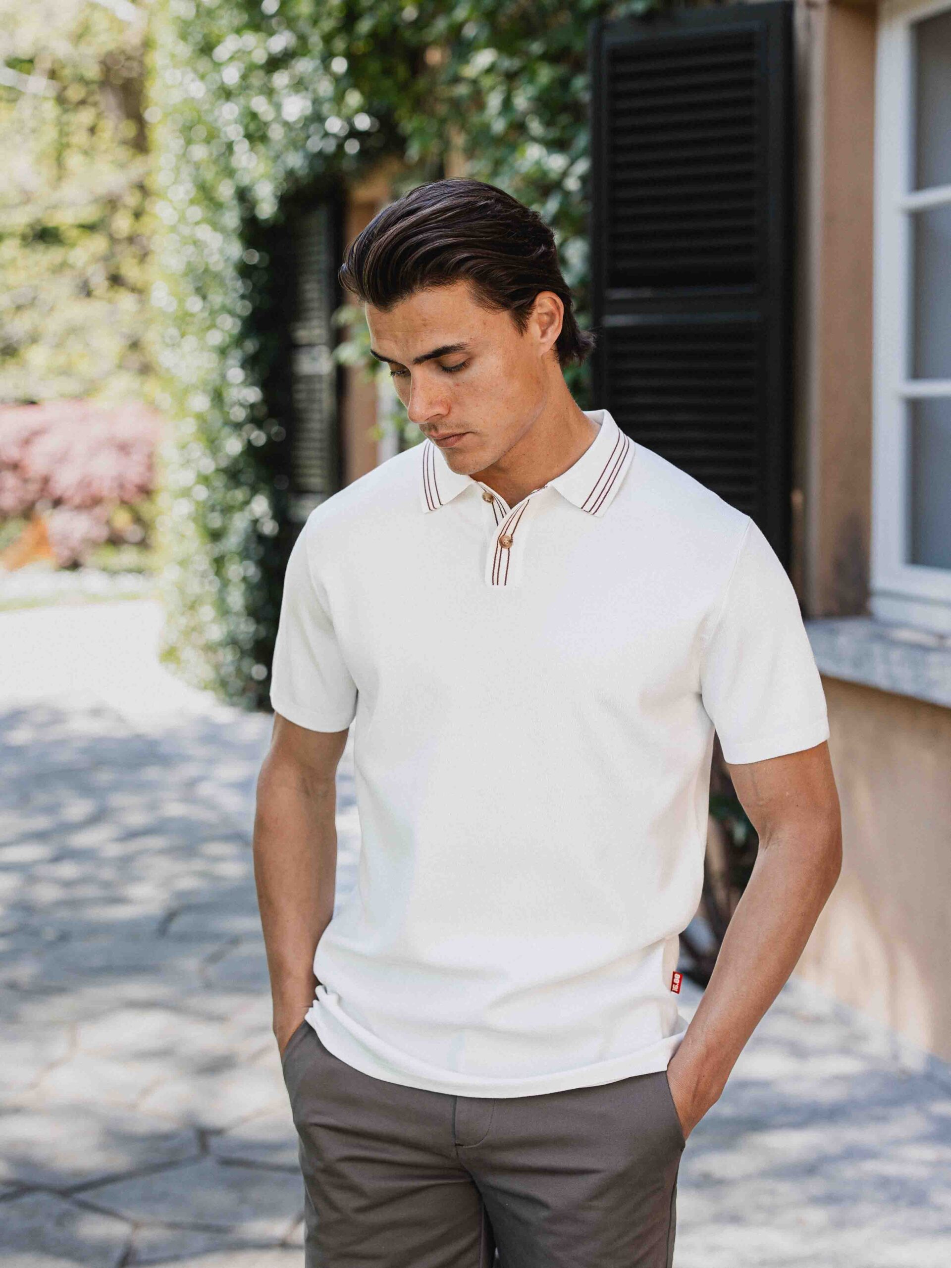 White Knit Button Polo 1608 WEAR