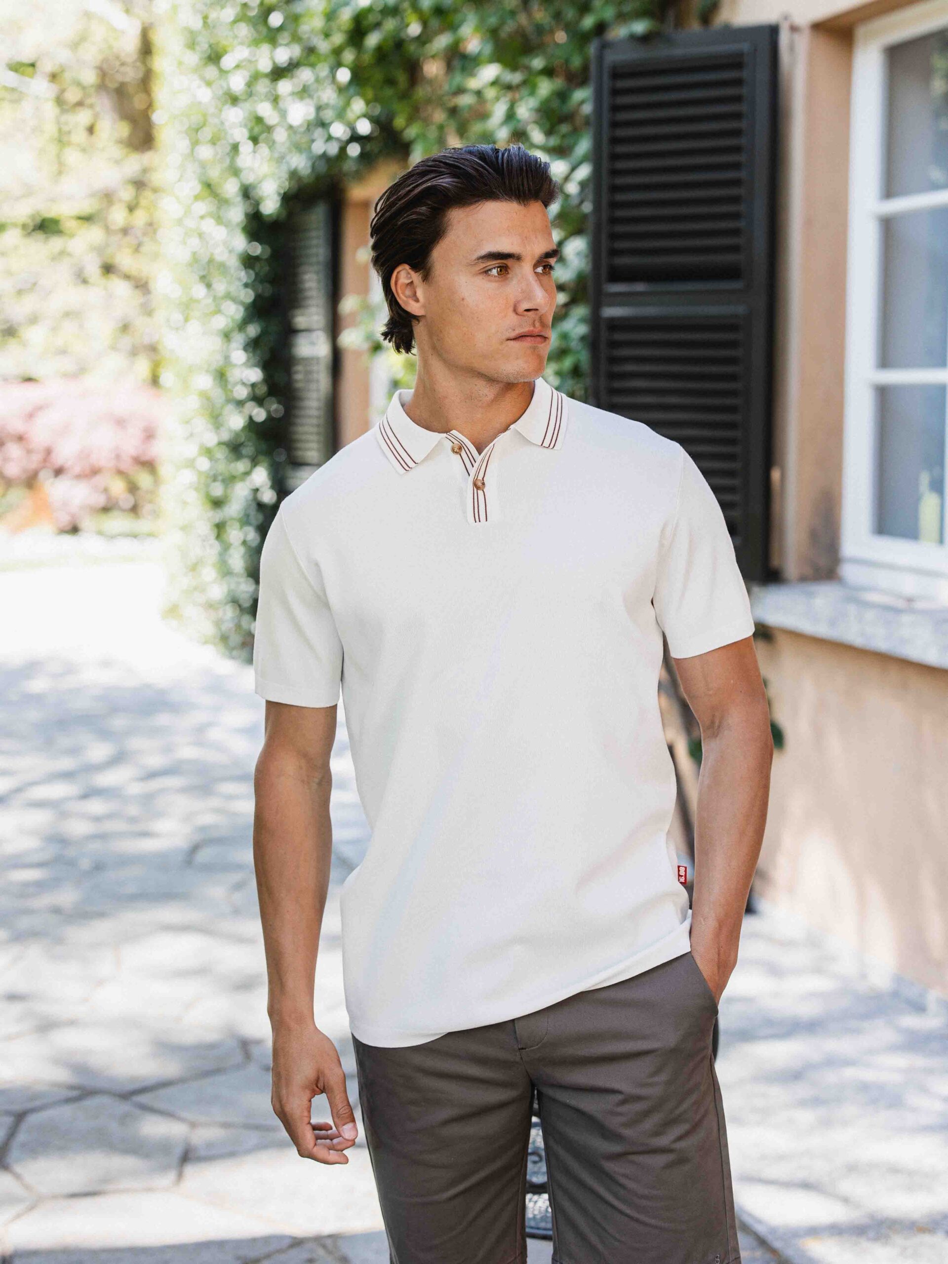 White Knit Button Polo 1608 WEAR