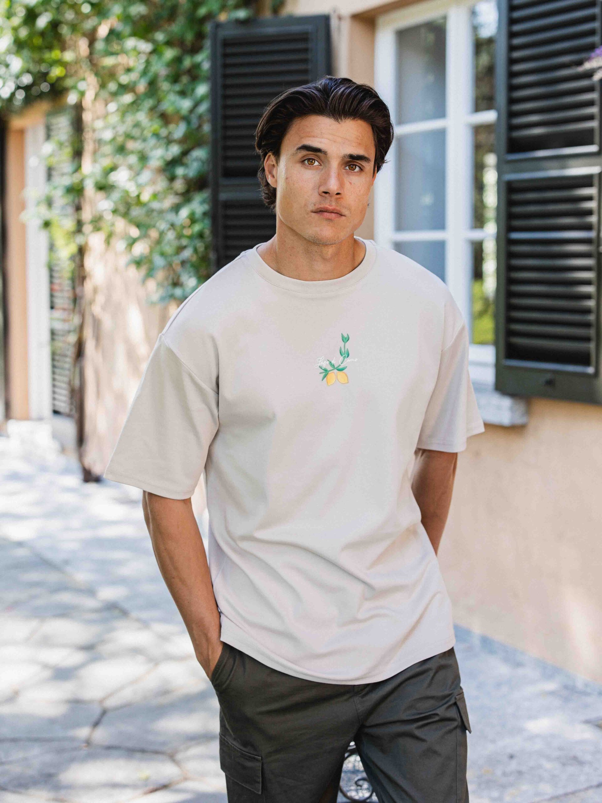 Taupe Lemon Oversized T-shirt 1608 WEAR