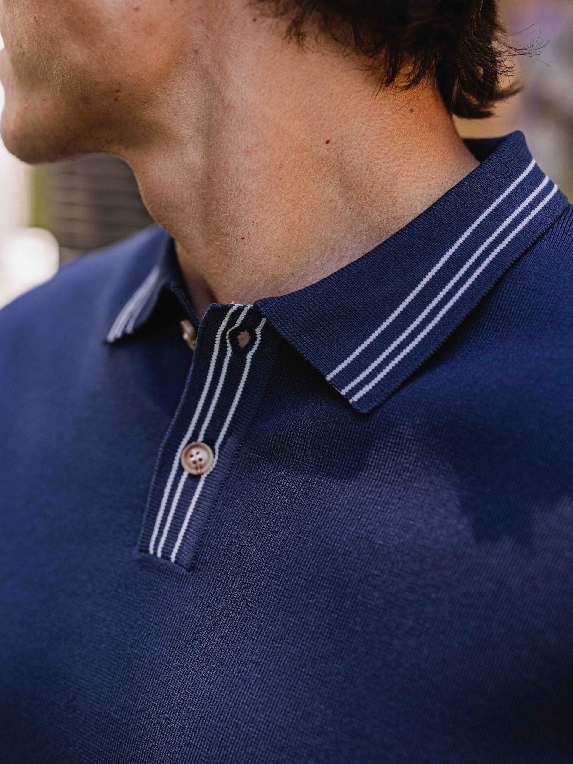 Navy Knit Button Polo 1608 WEAR