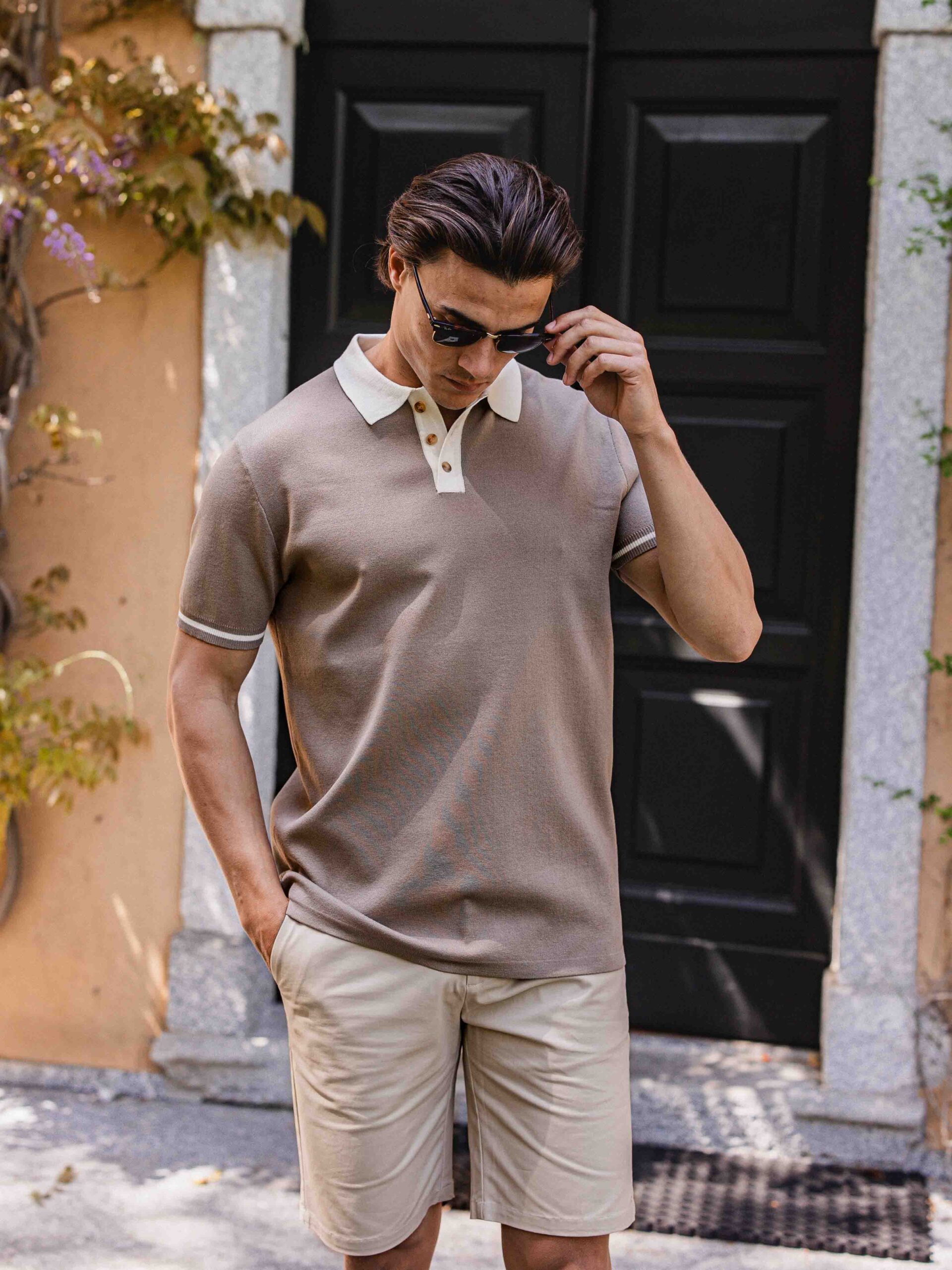 Brown Knit Collar Polo 1608 WEAR