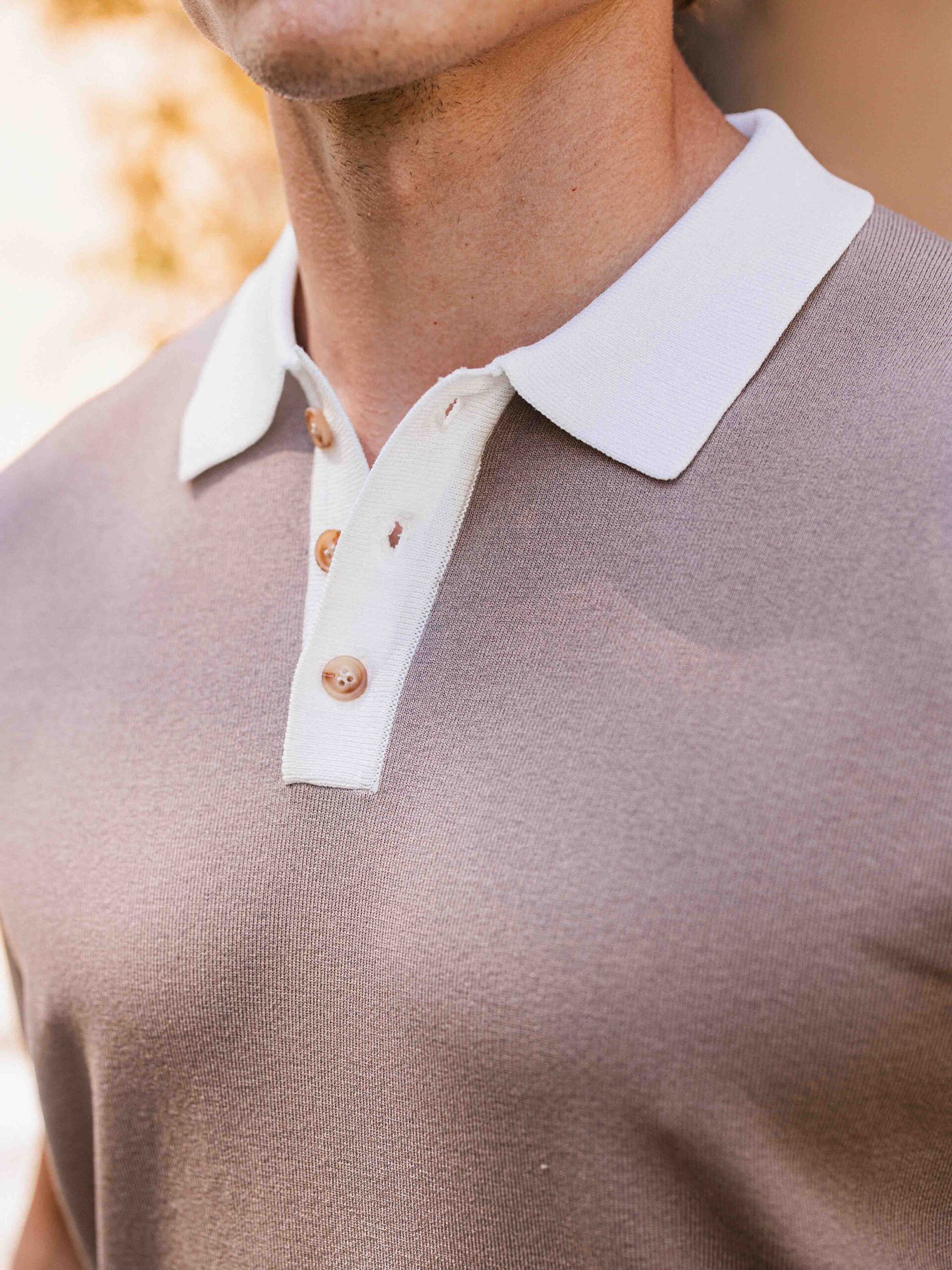 Brown Knit Collar Polo 1608 WEAR