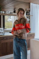 Brown Knitted Zipper Sweater