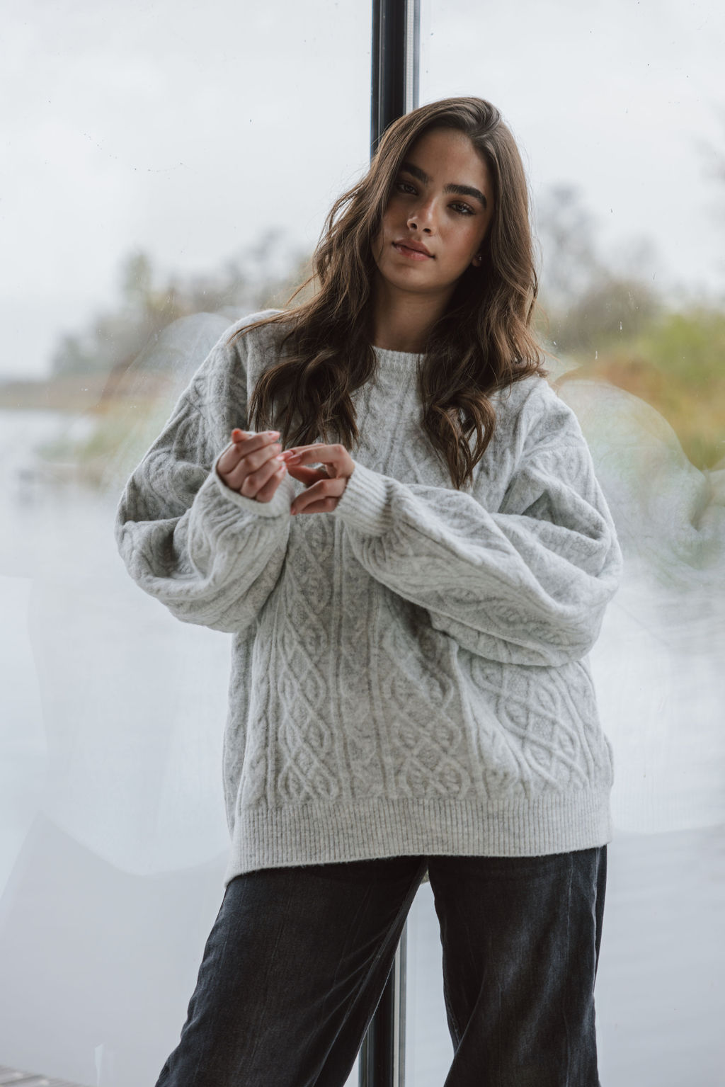 Grey Cable Sweater 1608 WEAR