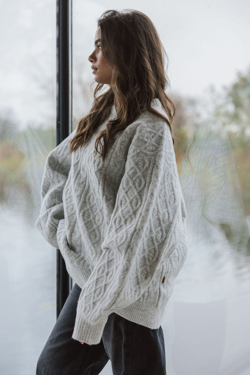 Grey Cable Sweater