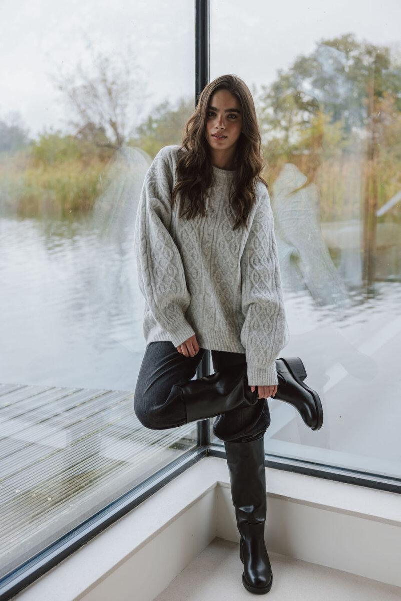 Grey Cable Sweater