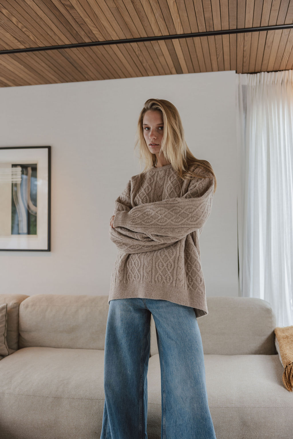 Brown Cable Sweater 1608 WEAR