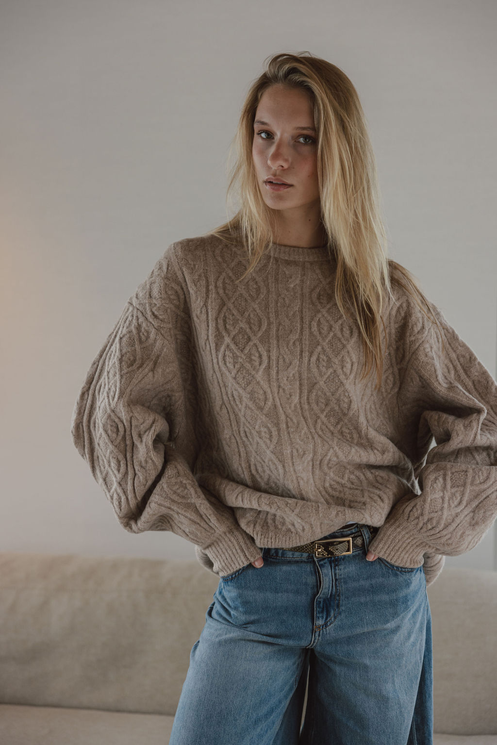 Brown Cable Sweater 1608 WEAR