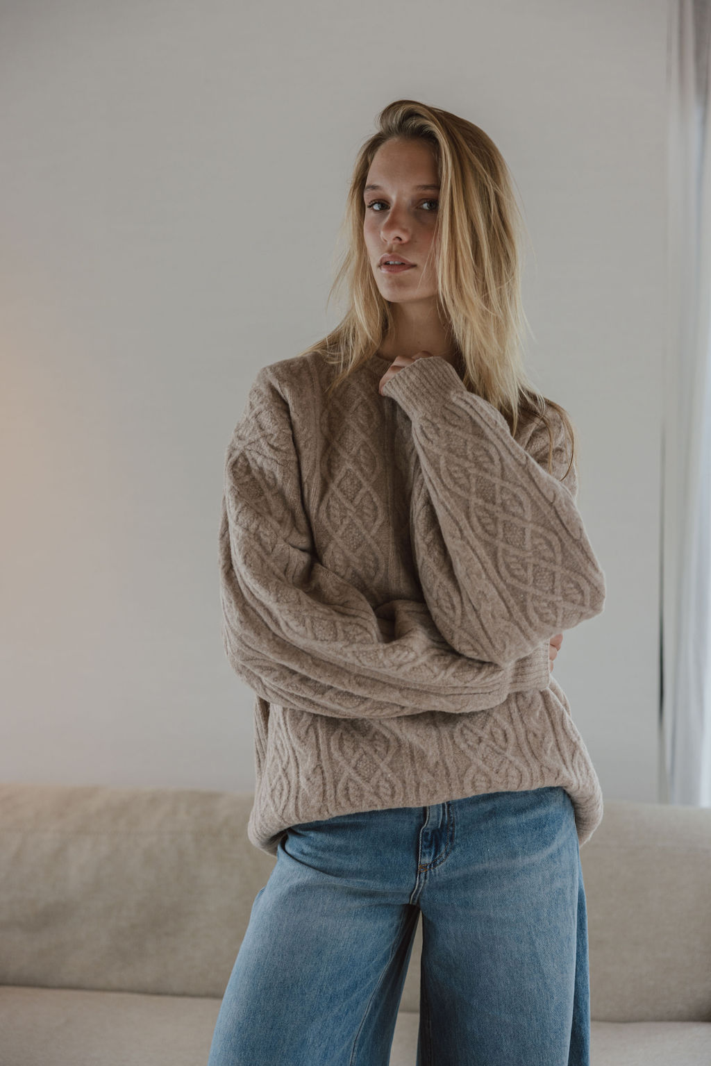 Brown Cable Sweater 1608 WEAR