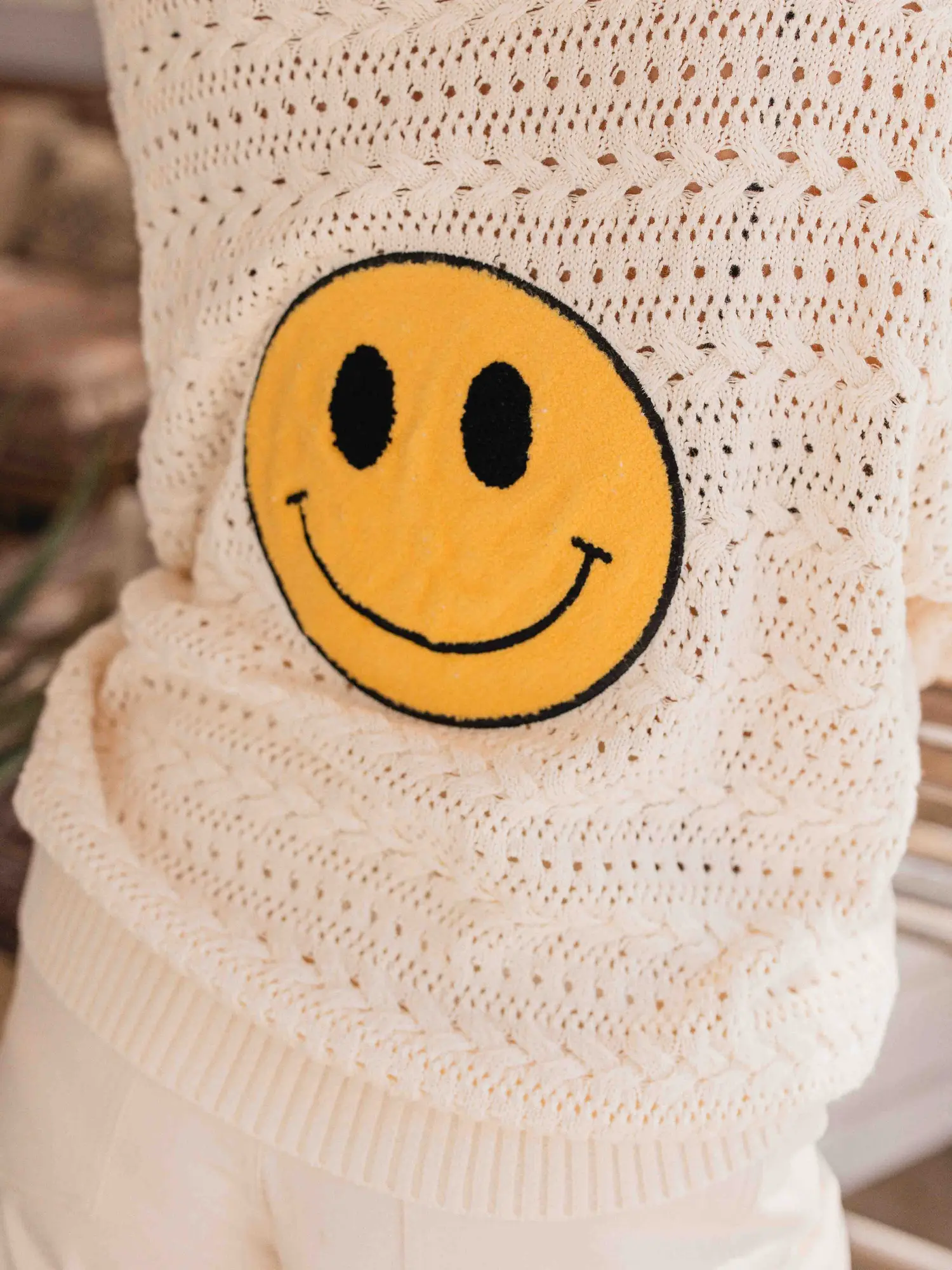 Off White Knit Smile Sweater 1608 WEAR