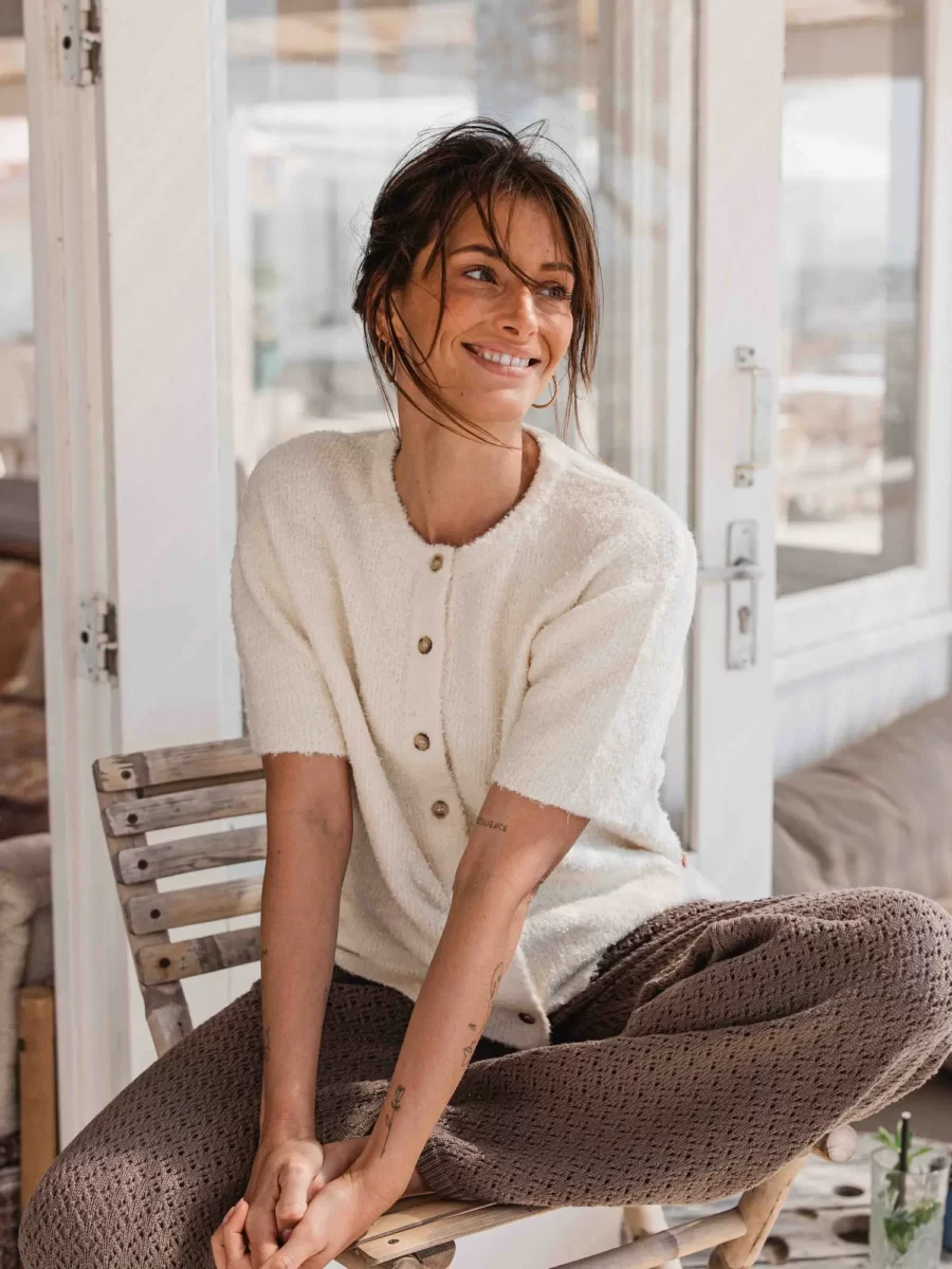 Beige Boucle Cardigan