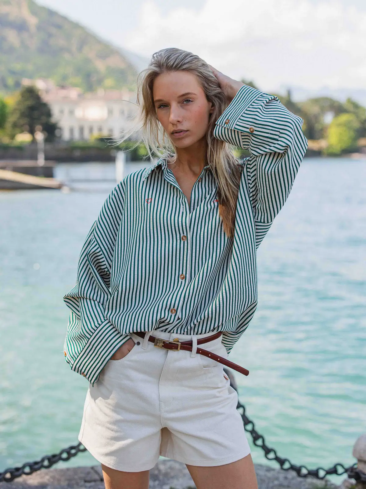 Green Stripe Blouse 1608 WEAR