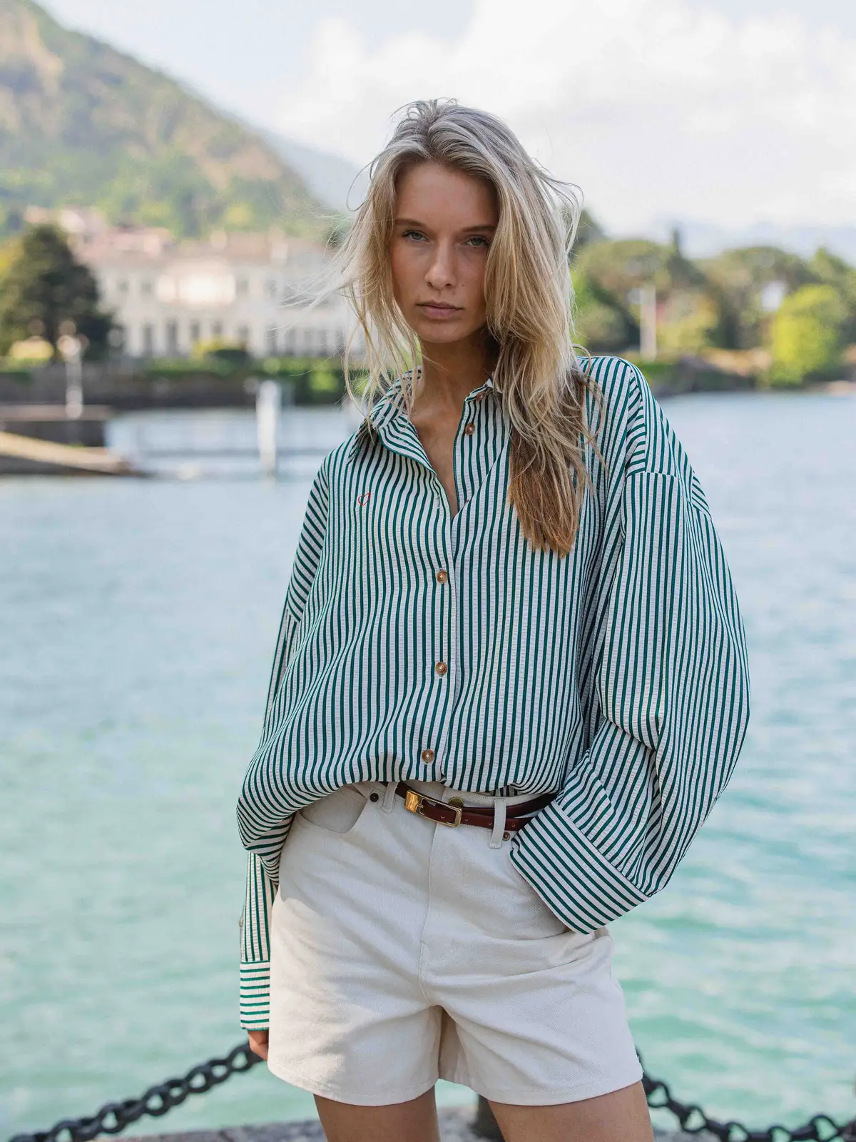 Green Stripe Blouse 1608 WEAR