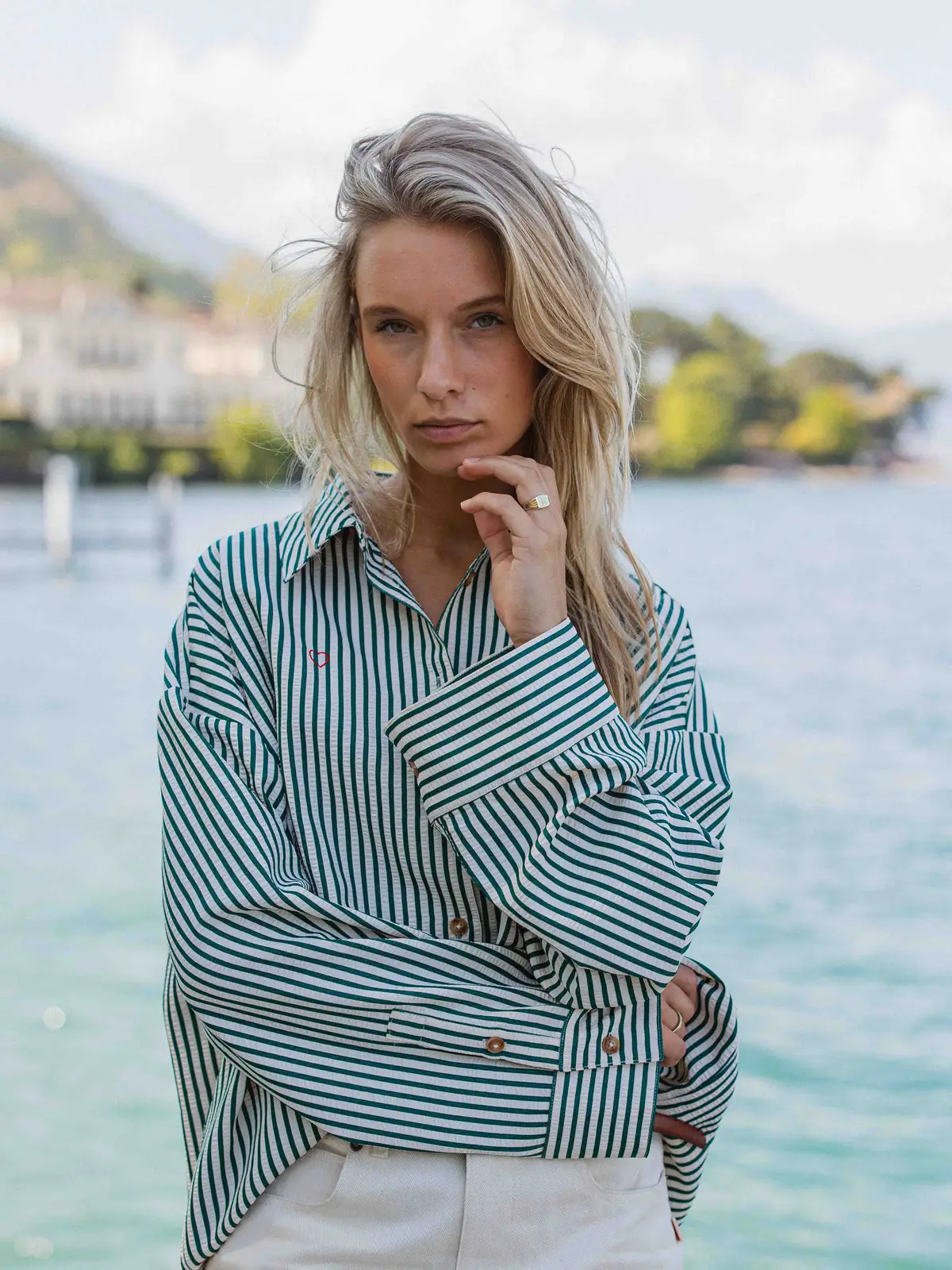 Green Stripe Blouse 1608 WEAR