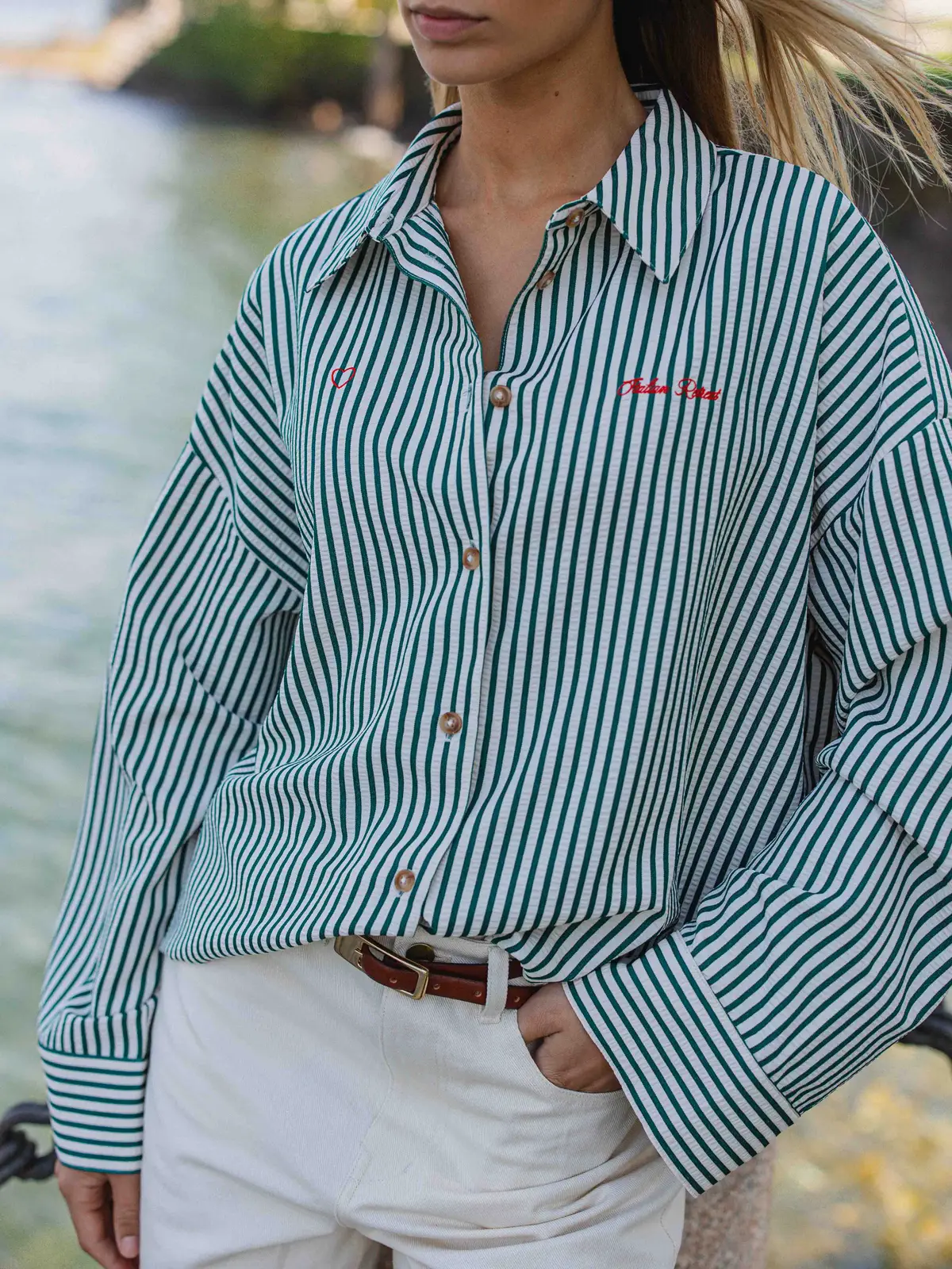 Green Stripe Blouse 1608 WEAR