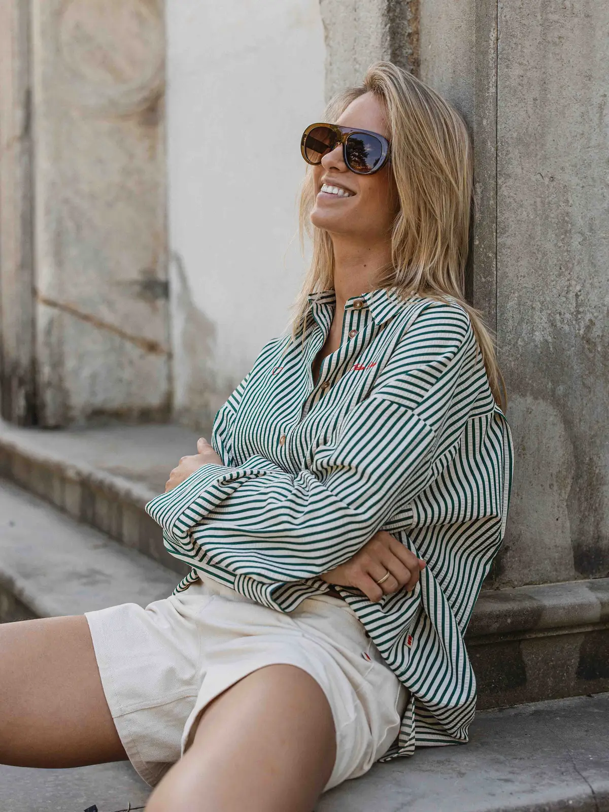 Green Stripe Blouse 1608 WEAR