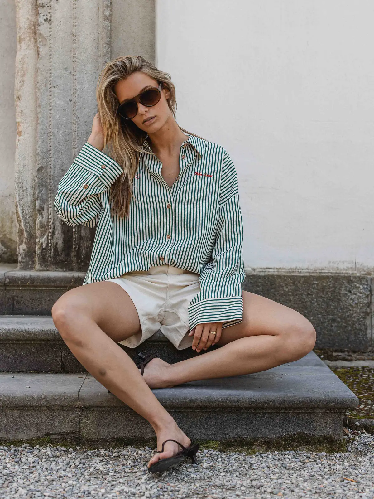Green Stripe Blouse 1608 WEAR