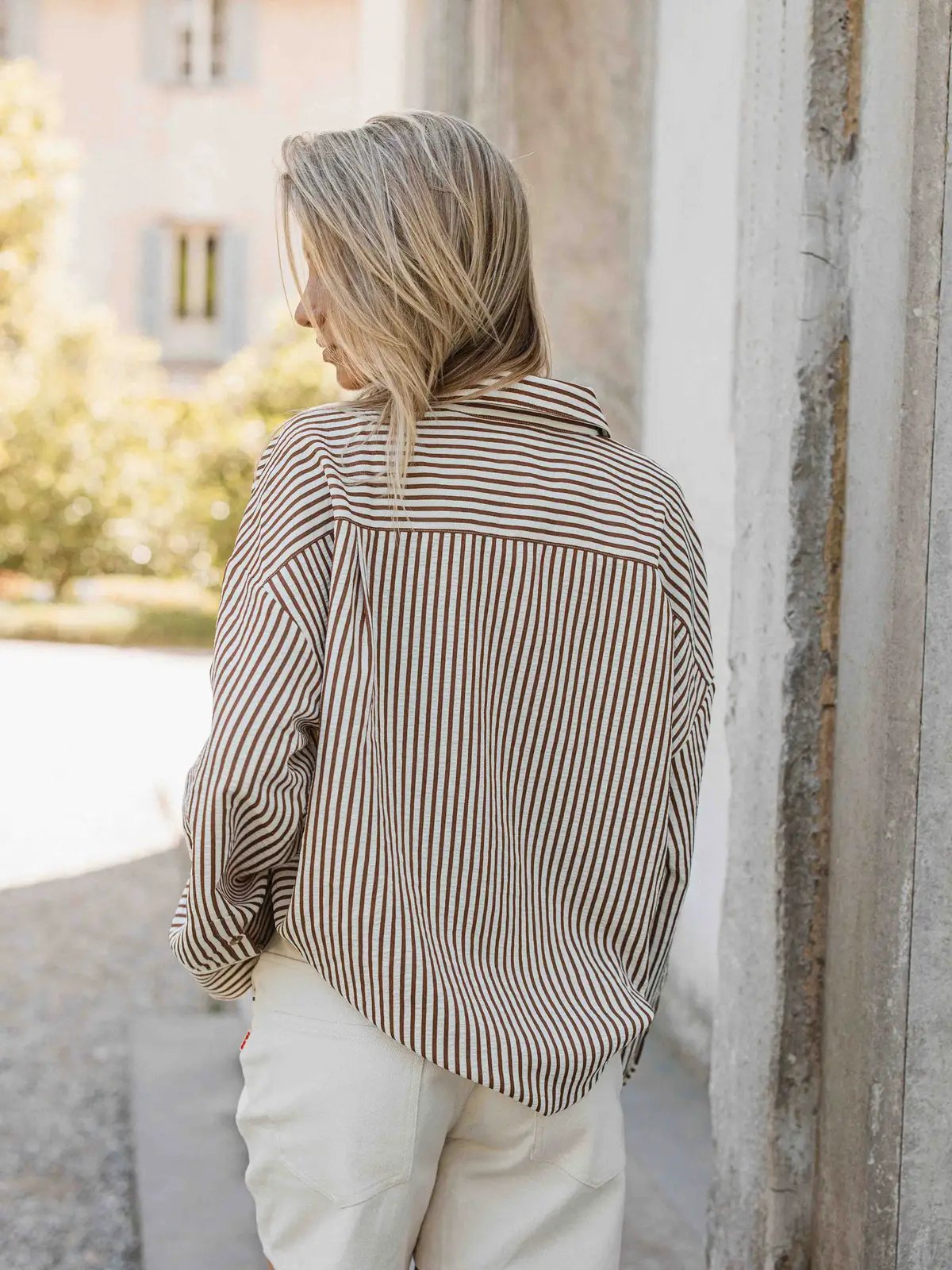 Brown Stripe Blouse 1608 WEAR