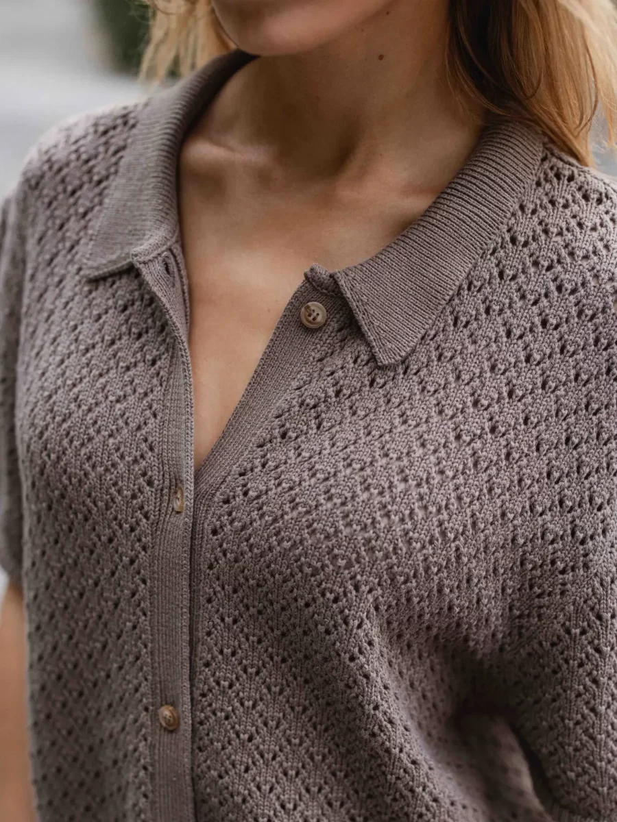 Brown Crochet Polo