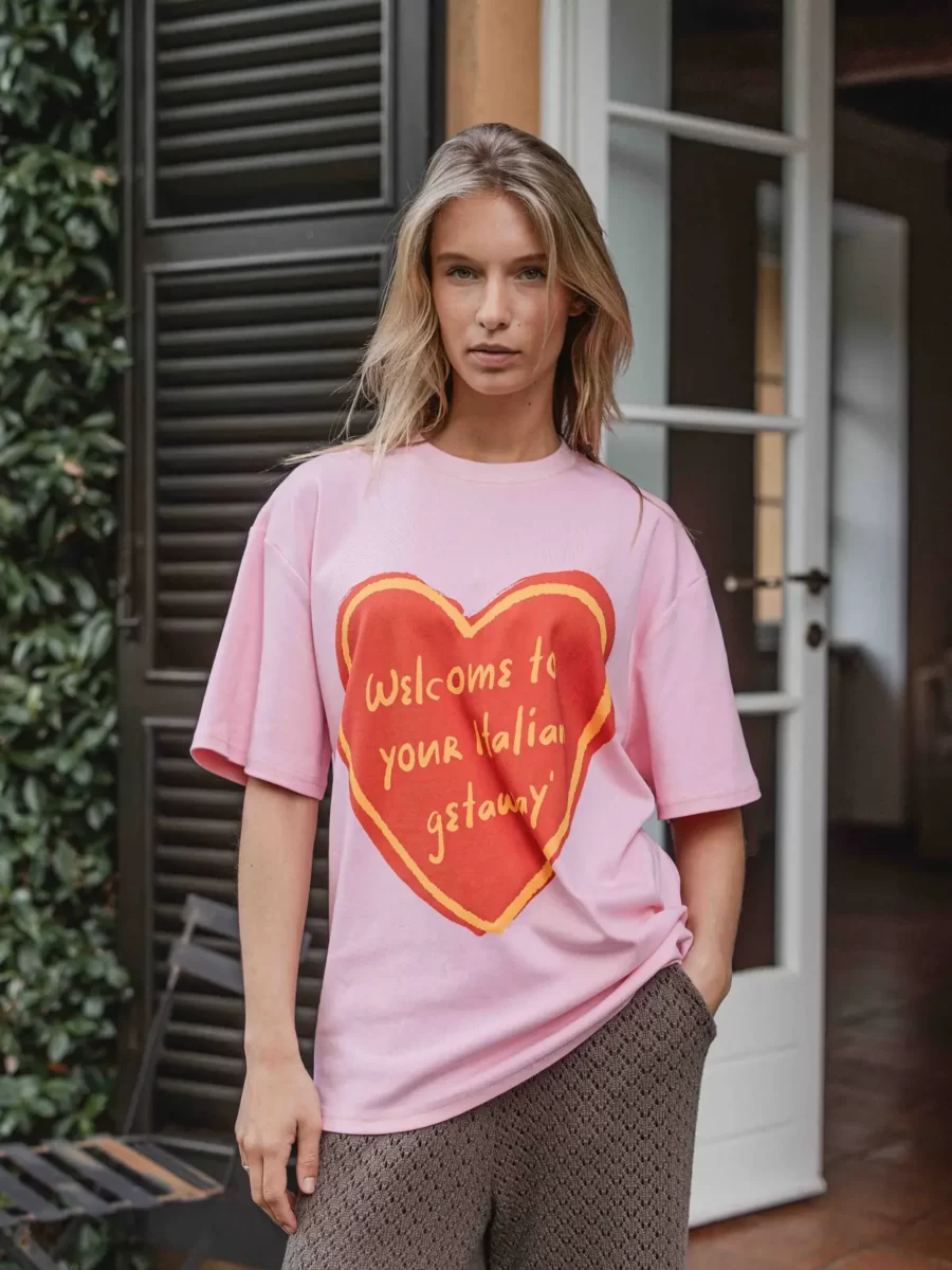 Rosa Herz-T-Shirt