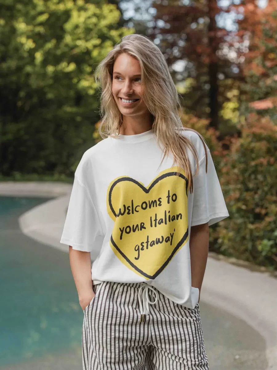 Weißes Herz-T-Shirt