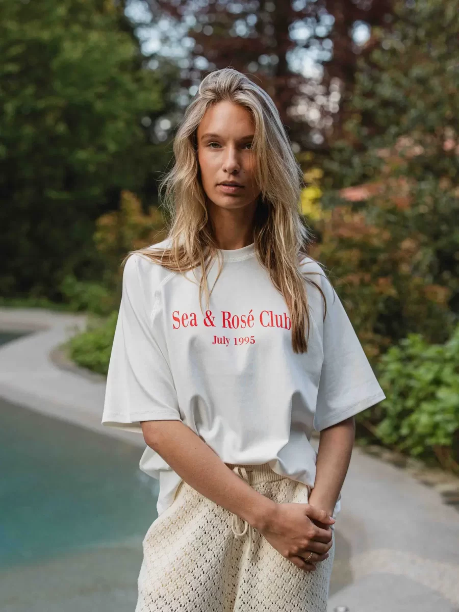 Weißes Meer &amp; Rose-T-Shirt
