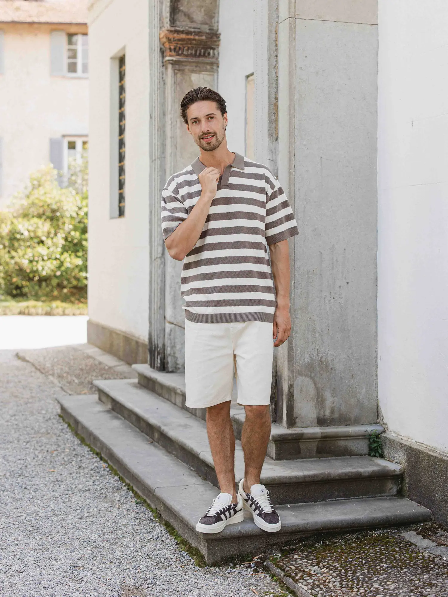 Brown Knitted Stripe Polo 1608 WEAR