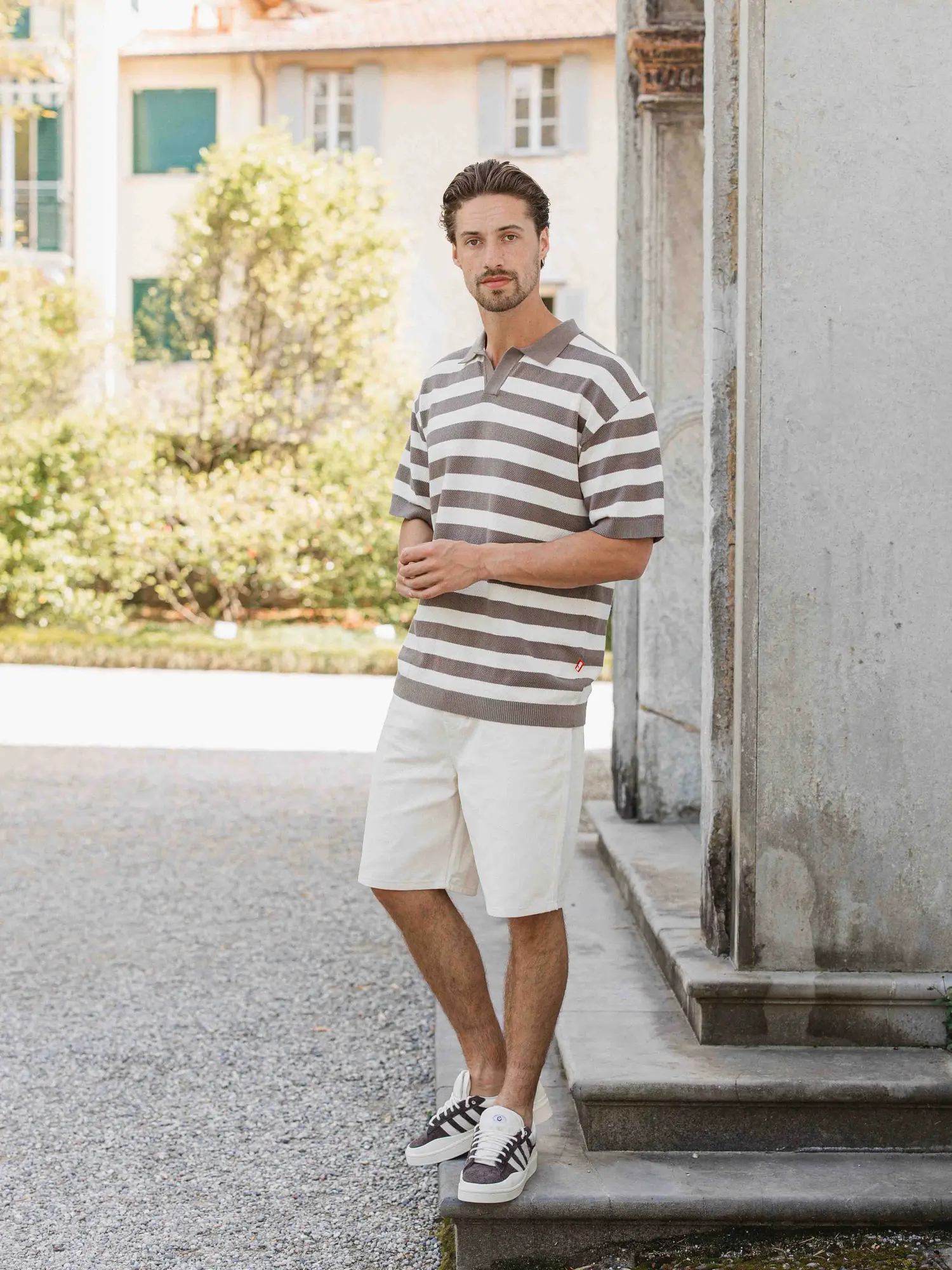Brown Knitted Stripe Polo 1608 WEAR