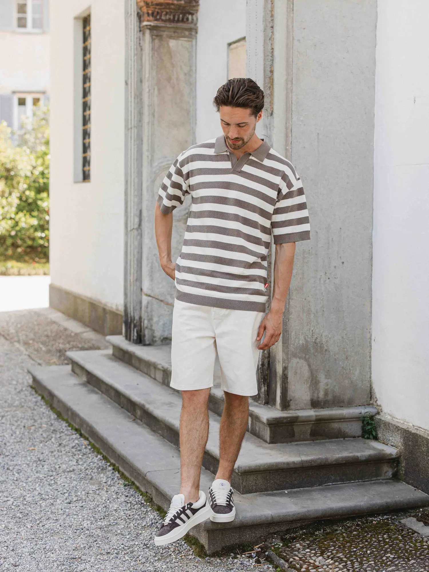 Brown Knitted Stripe Polo 1608 WEAR