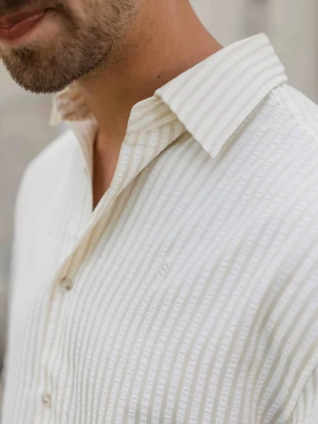 Beige Stripe Oversized Casual Shirt