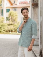 Dark Green Stripe Oversized Casual Shirt
