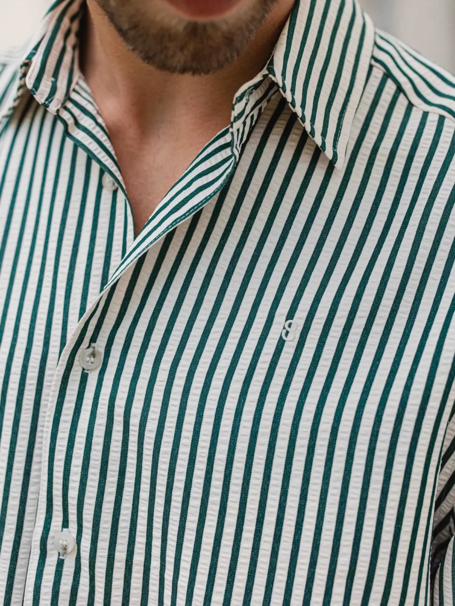 Dark Green Stripe Oversized Casual Shirt