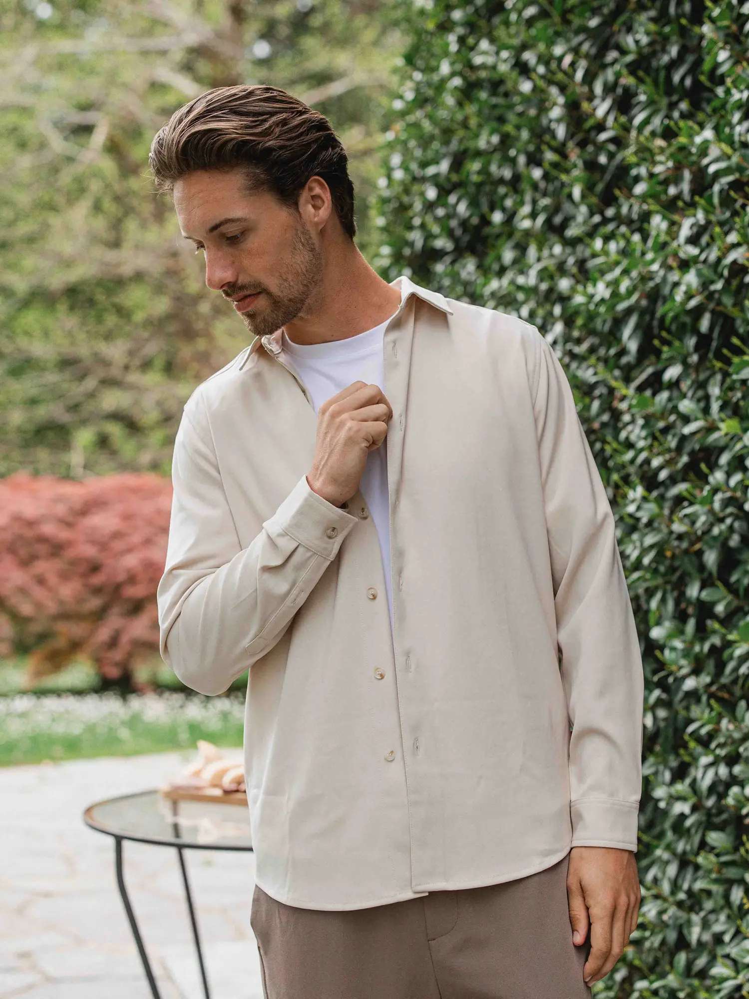 Beige Business Button Up Shirt 1608 WEAR