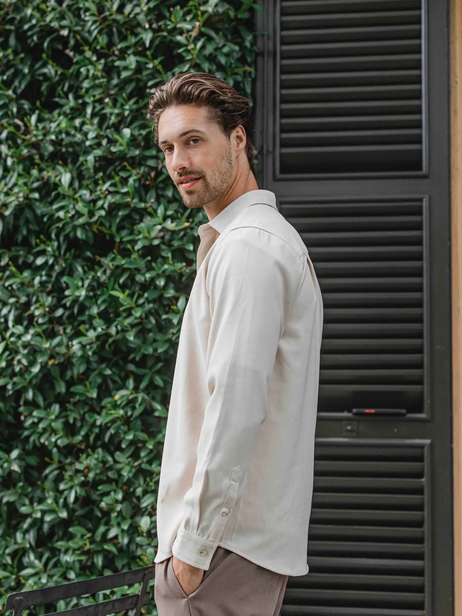 Beige Business Button Up Shirt 1608 WEAR